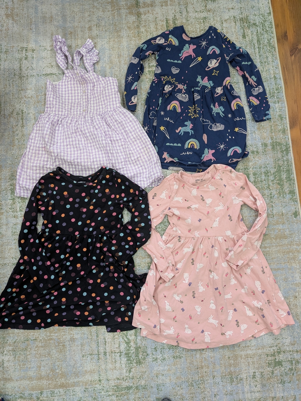 Lot Of 4 100% Cotton Girls Frocks For Spring And Summer